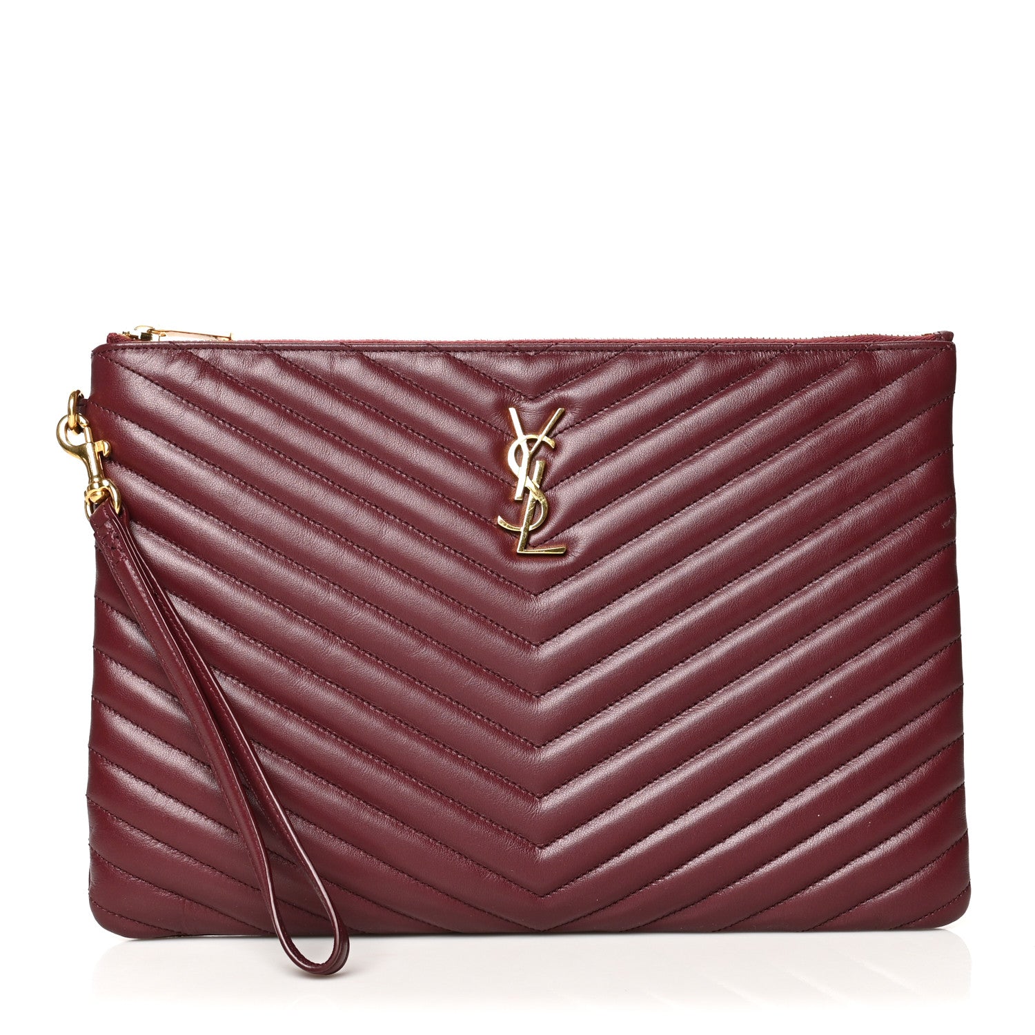 Saint Laurent Calfskin Matelasse Monogram Cassandre Tablet Pouch Rouge Legion 1 of 8