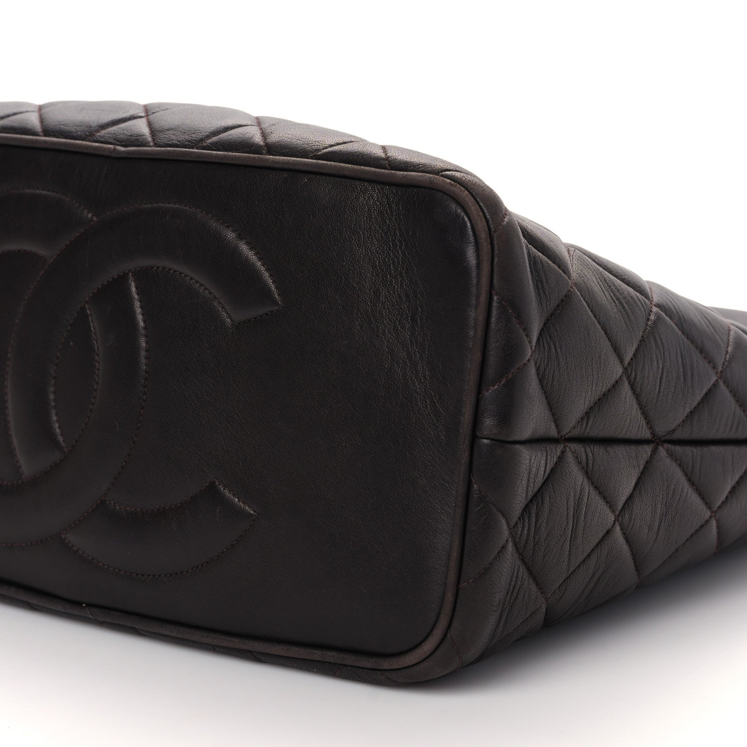 Chanel Lambskin Quilted Shopping Tote Brown 10 of 11