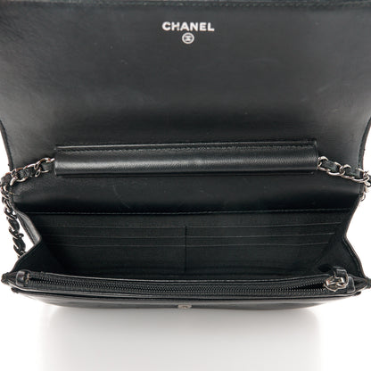 Chanel Calfskin Quilted Studded Boy Wallet On Chain WOC Black 5 of 11