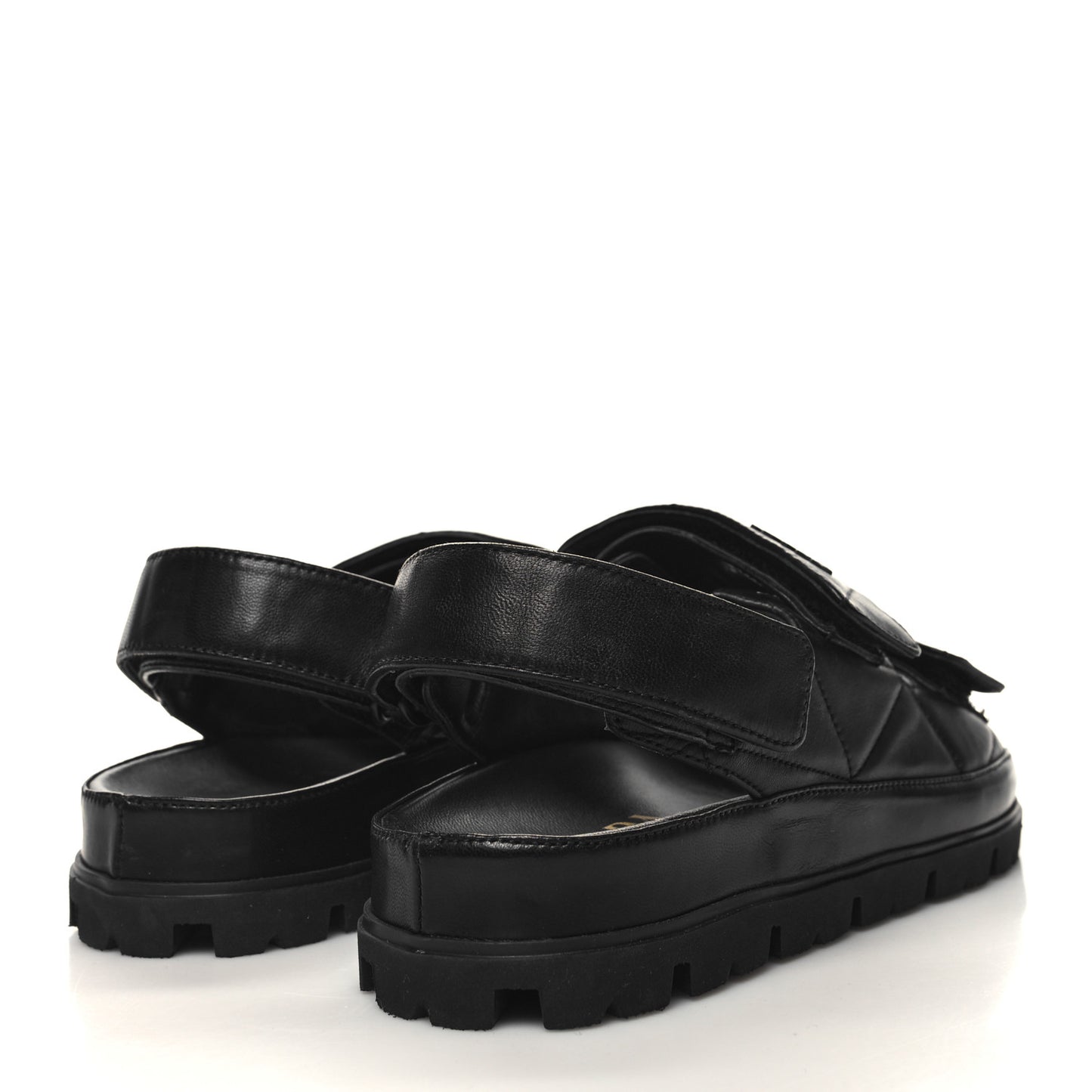 Nappa Quilted Padded Slingback Sandals 37 Black