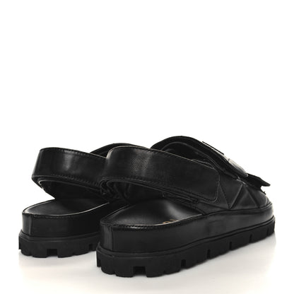 Prada Nappa Quilted Padded Slingback Sandals 37 Black 4 of 9
