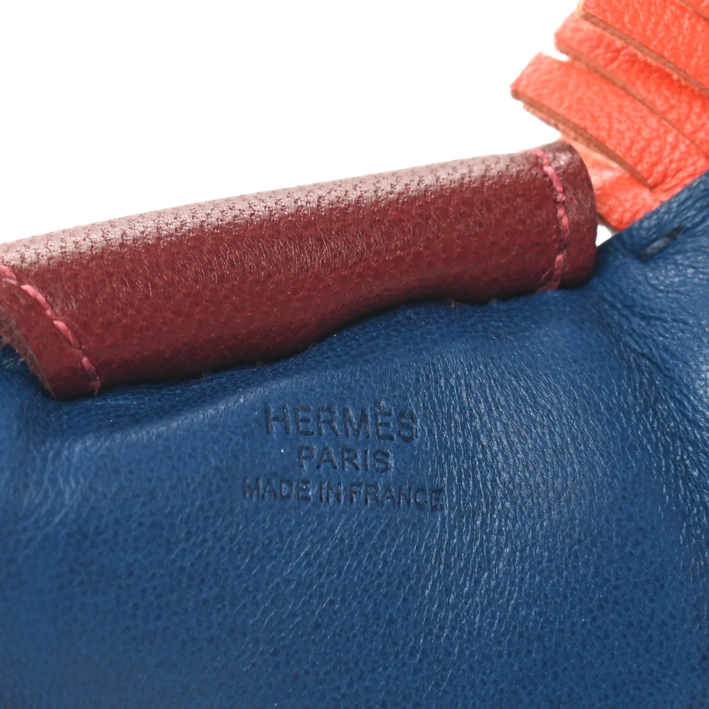 Milo Lambskin Grigri Rodeo Horse Bag Charm GM Bleu de Malte Rouge H Orange Poppy
