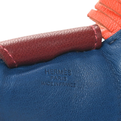 Hermes Milo Lambskin Grigri Rodeo Horse Bag Charm GM Bleu de Malte Rouge H Orange Poppy 3 of 4