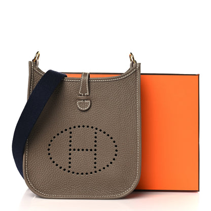 Hermes Taurillon Clemence Amazone Evelyne TPM Etoupe Bleu Indigo 10 of 10