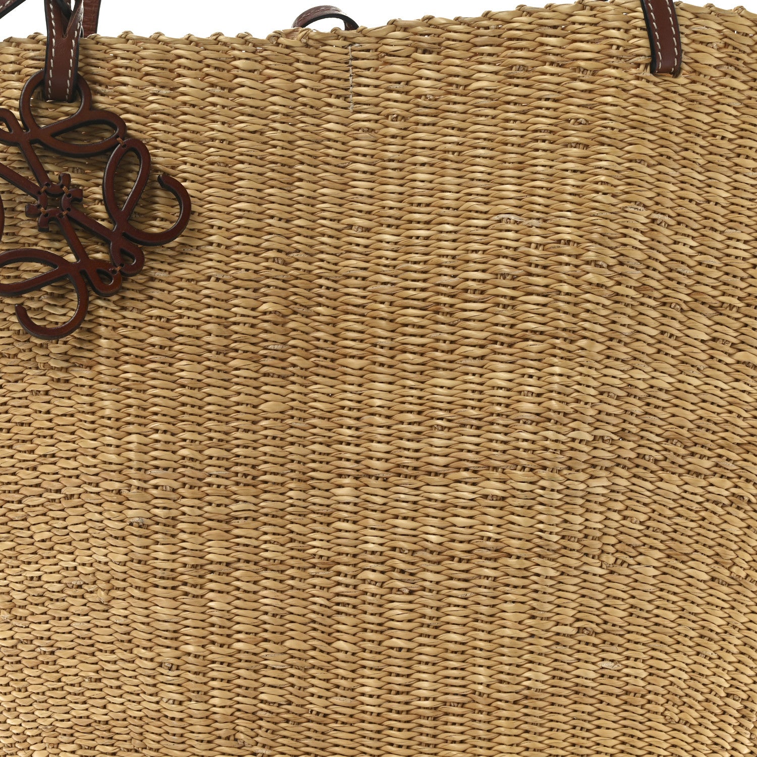 Loewe Raffia Calfskin Shell Basket Tote Natural Pecan 6 of 8