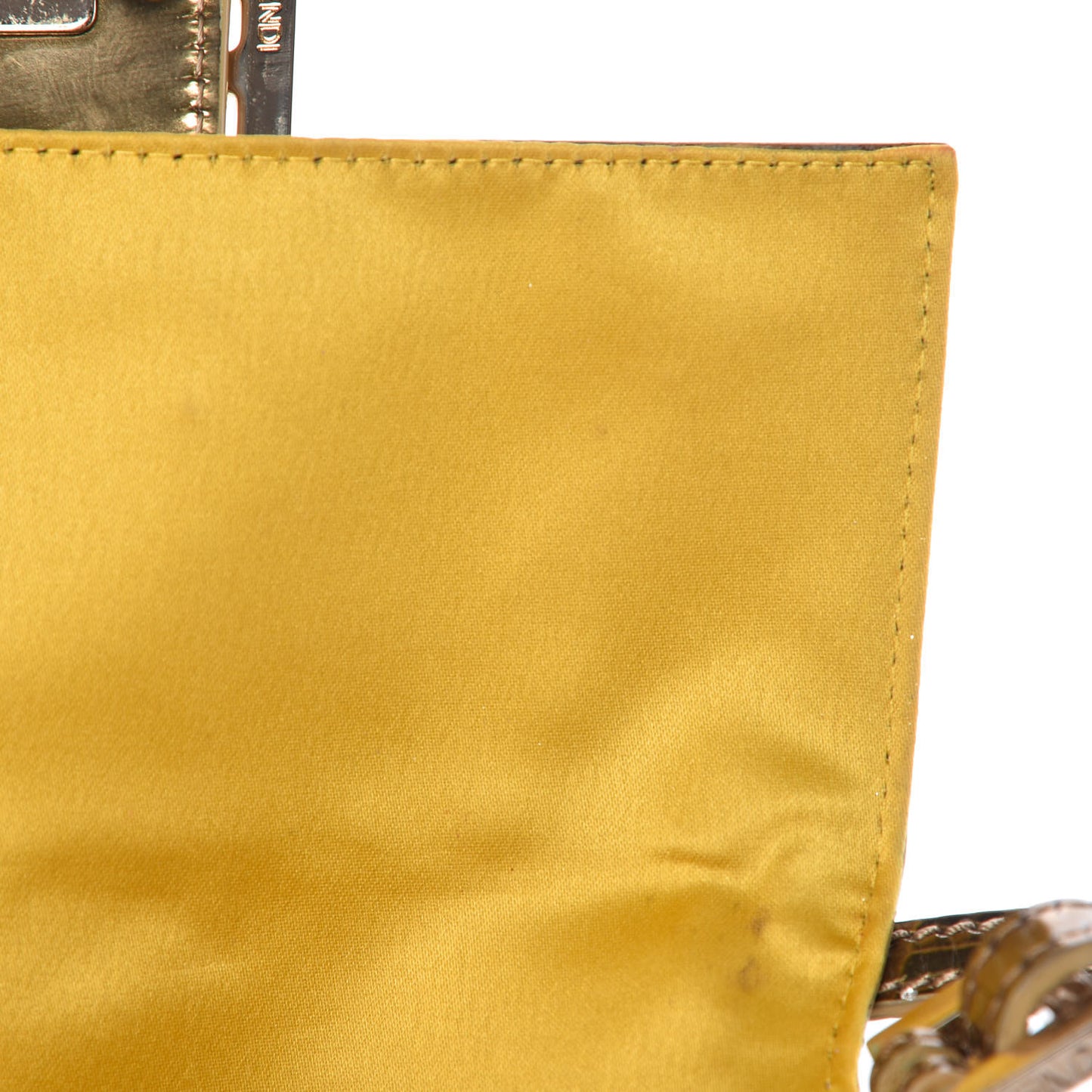 Vitello Mirror FF Embossed Mini Mama Baguette Oro Ambrato