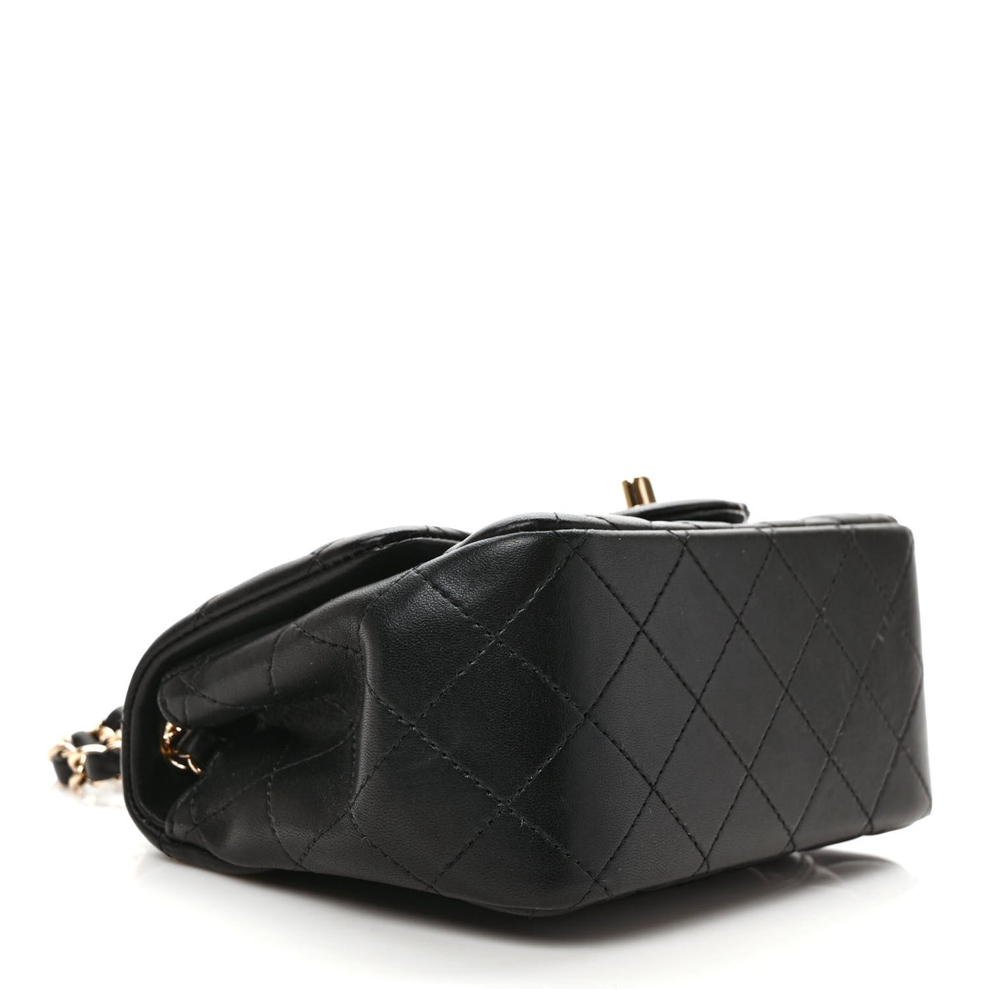 Lambskin Quilted Mini Square Flap Black