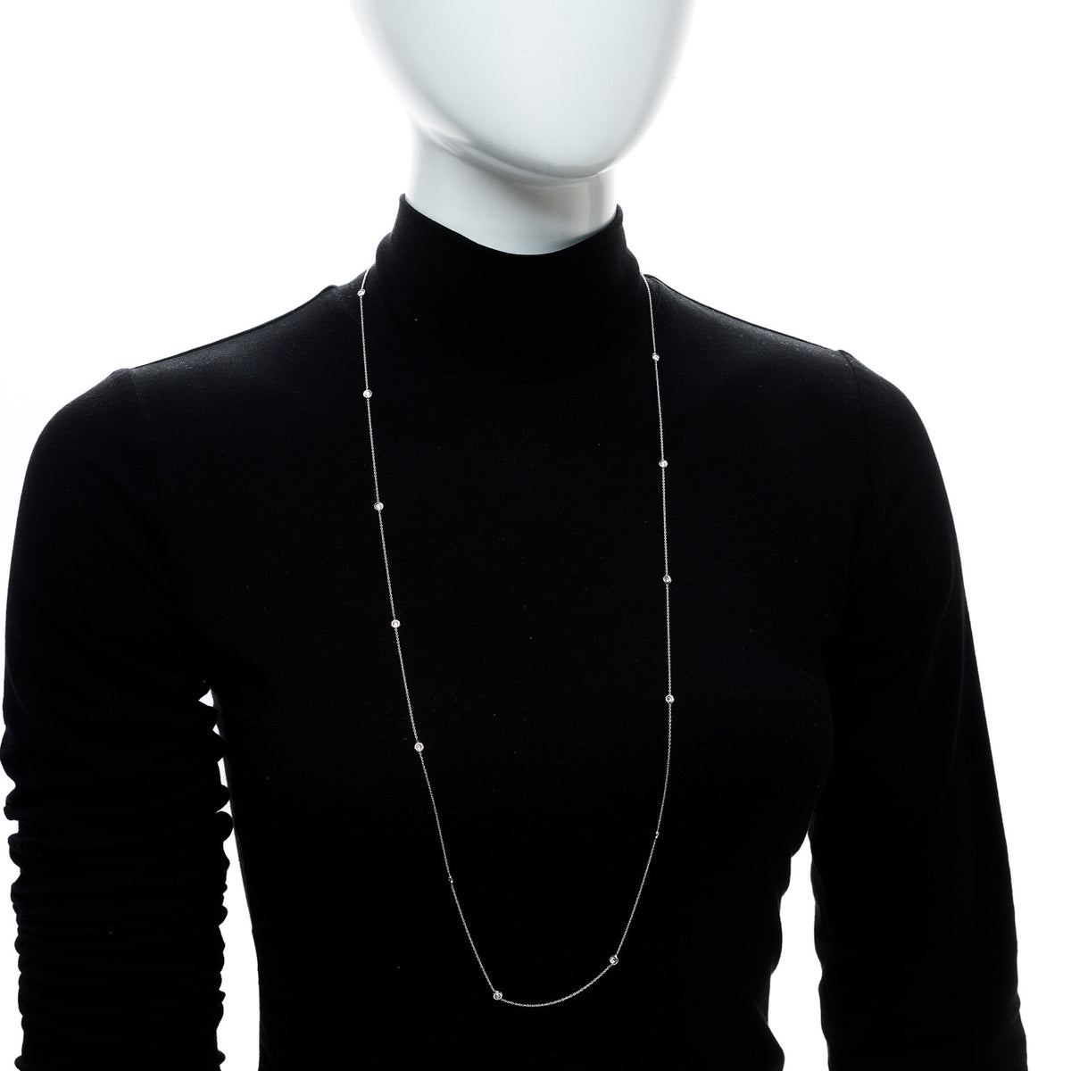 Roberto Coin 18K White Gold Diamond .75ct Diamonds By The Inch Ten Station Necklace 6 of 6