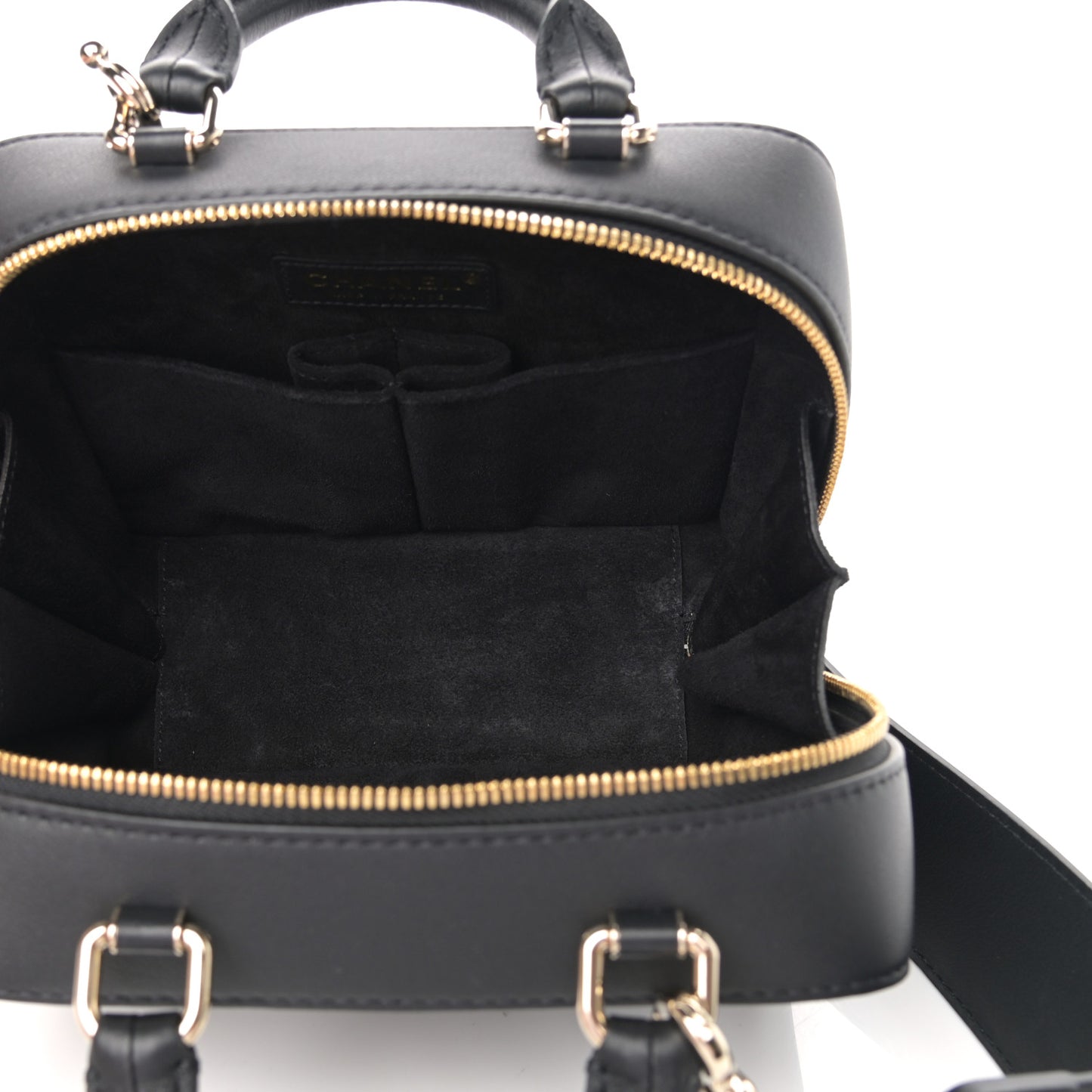 Calfskin Quilted Travel Kit Vanity Case Black
