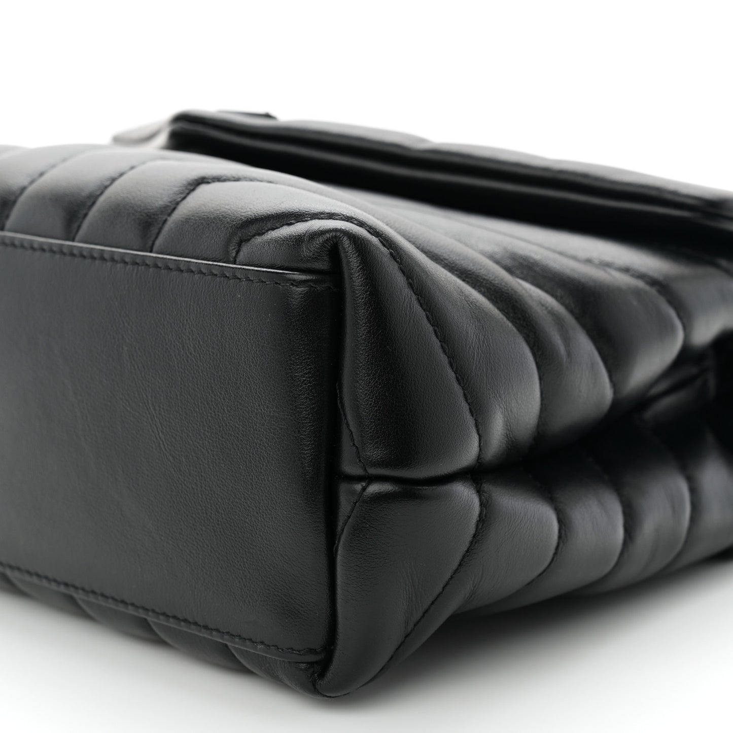 Calfskin Y Quilted Monogram Monochrome Small Loulou Chain Satchel Black