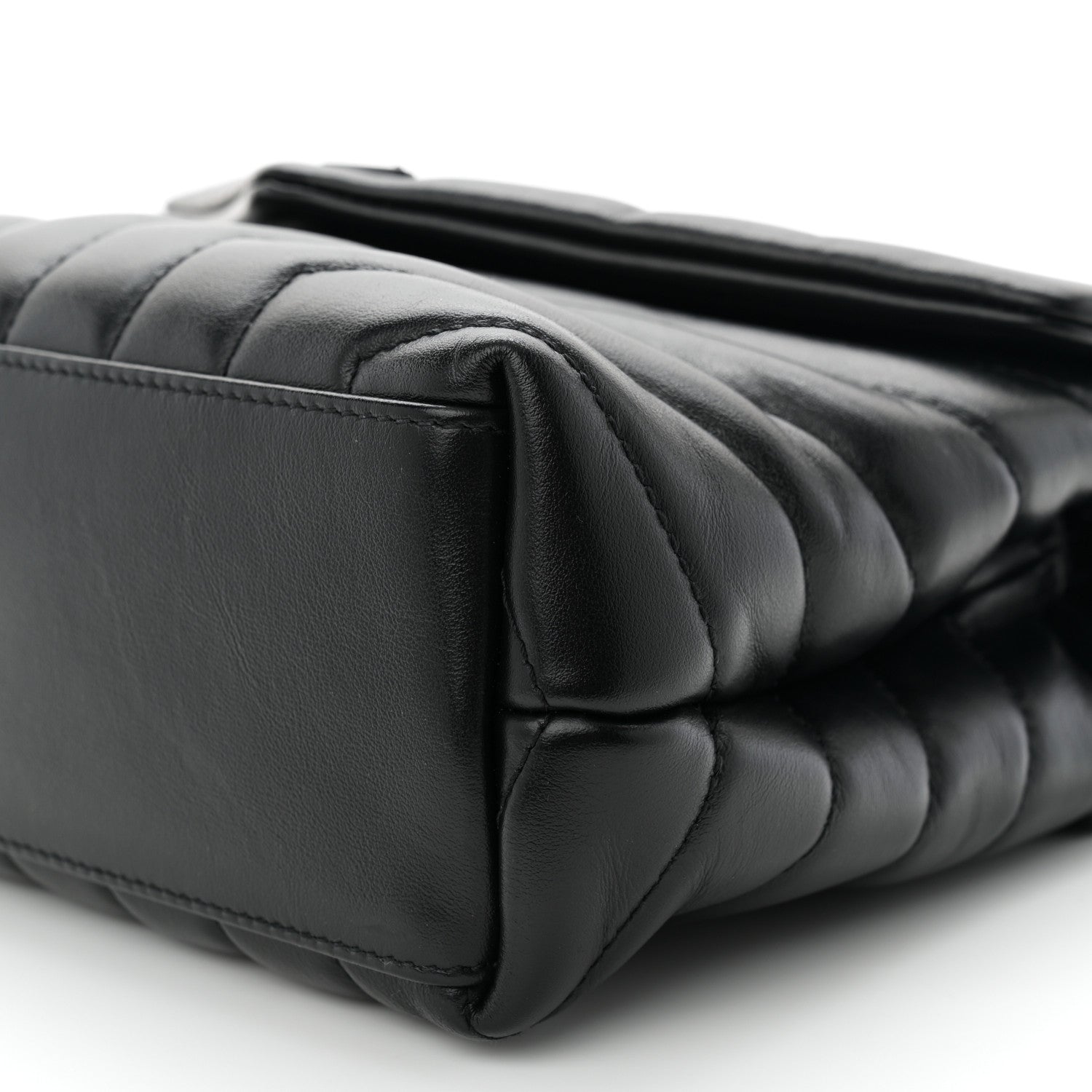 Saint Laurent Calfskin Y Quilted Monogram Monochrome Small Loulou Chain Satchel Black 9 of 9
