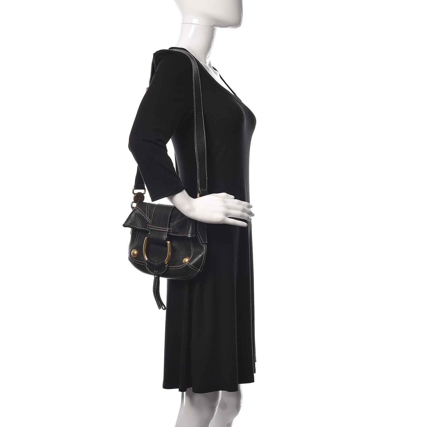 Dolce & Gabbana Grained Calfskin D Ring Shoulder Bag Black 2 of 9