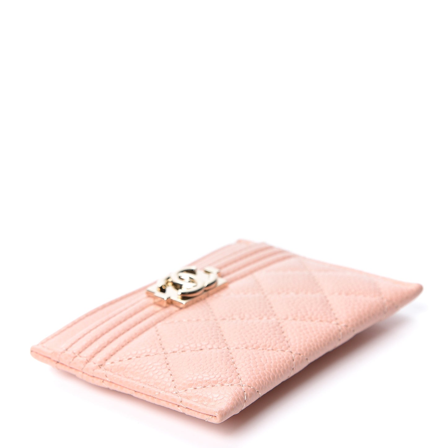 Caviar Quilted Boy Card Holder Light Pink
