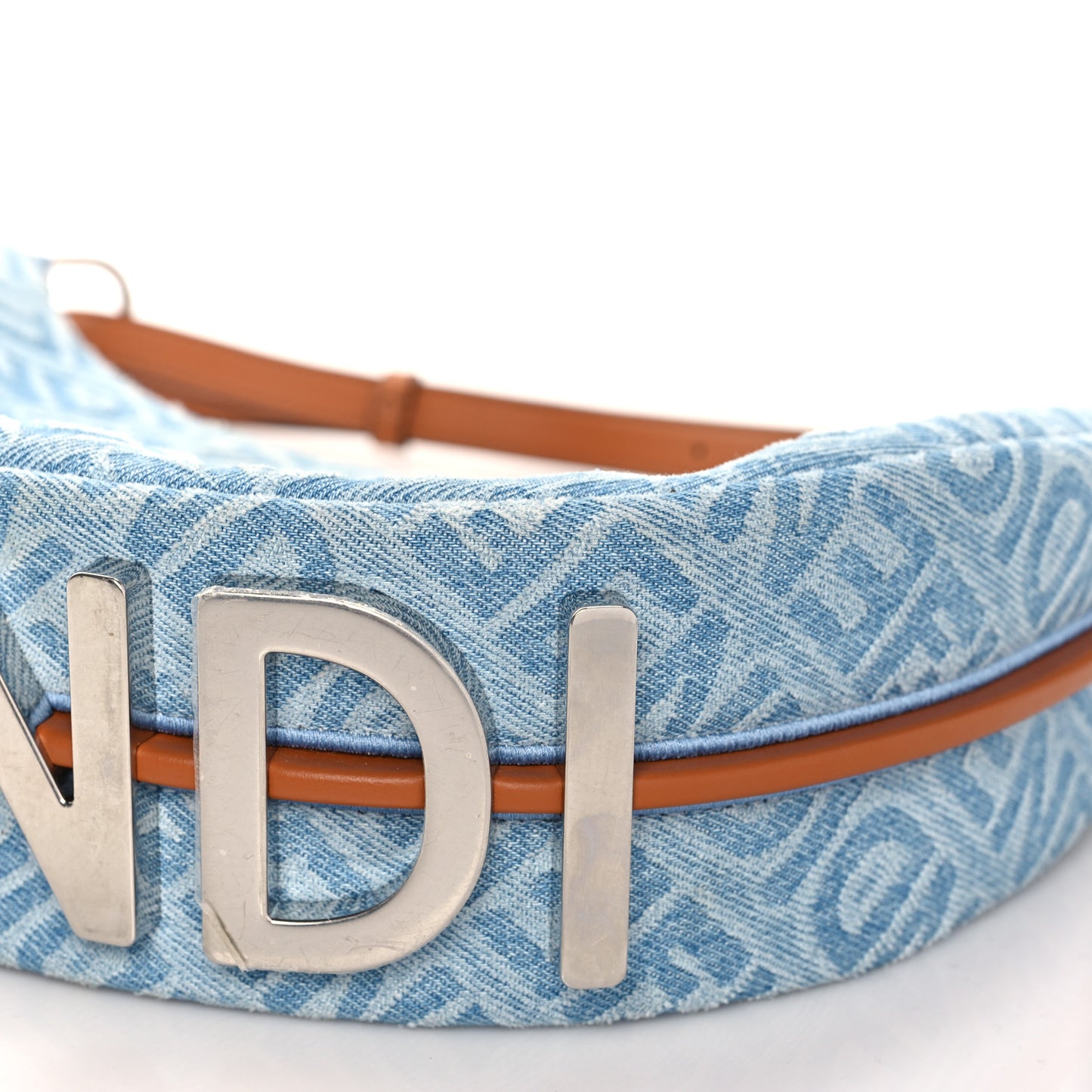 Denim Vitello Grace Mirror Logo Small Fendigraphy Hobo Bag Blue