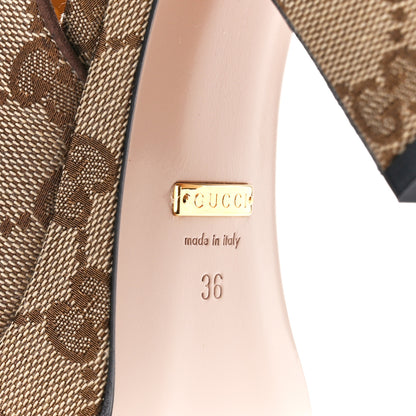 Gucci Monogram Goatskin Horsebit Clog Mules 36 Beige Ebony New Acero 6 of 9