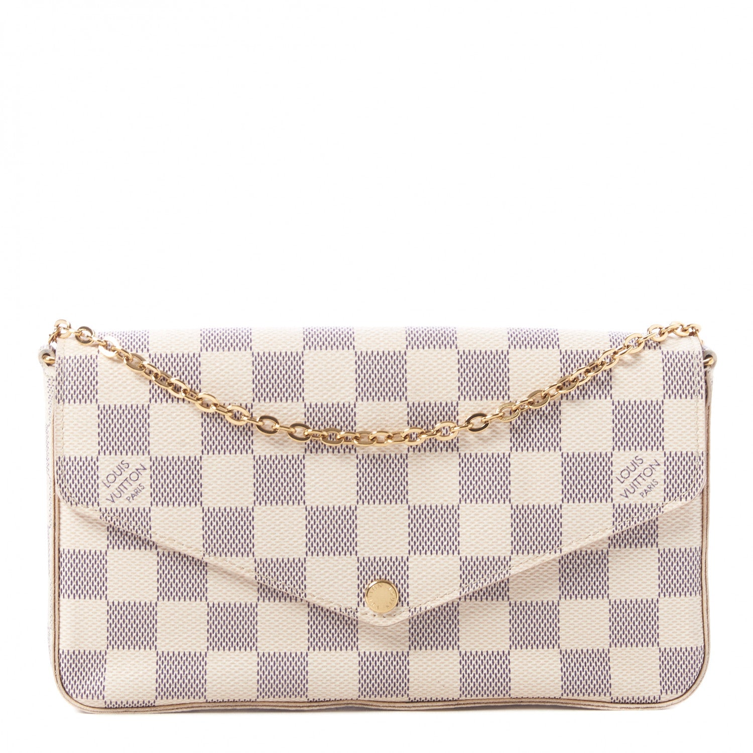 Louis Vuitton Damier Azur Pochette Felicie Chain Wallet Rose Ballerine 1 of 9