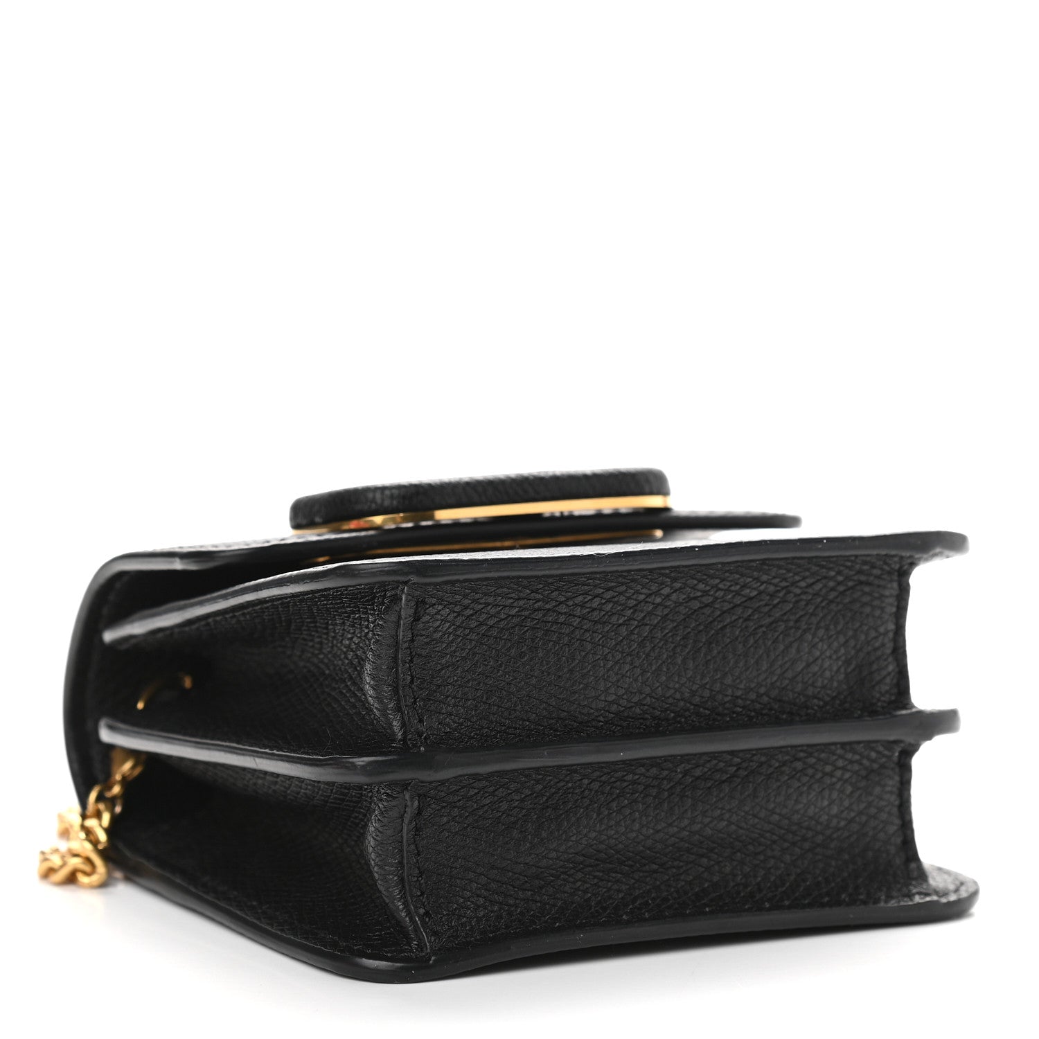Valentino Garavani Grainy Calfskin Vlogo Compact Wallet with Chain Black 4 of 8
