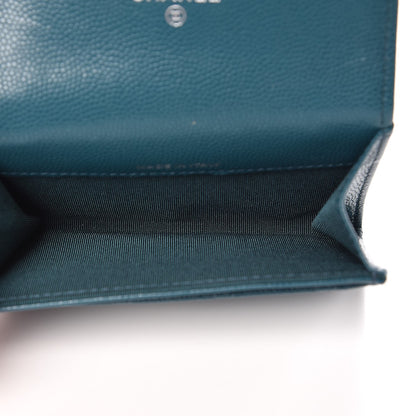 Chanel Caviar Quilted Flap Card Holder Dark Turquoise 5 of 9