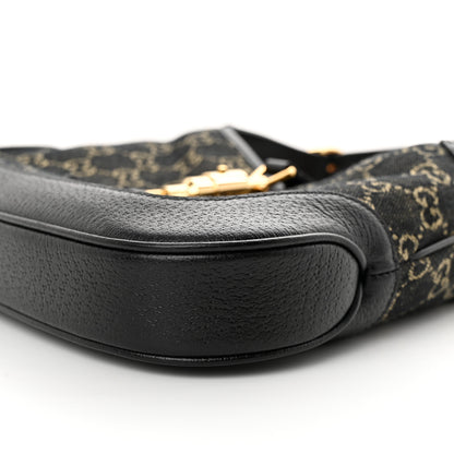 Gucci Jacquard Denim GG Monogram Small Jackie 1961 Hobo Black Ivory 10 of 14