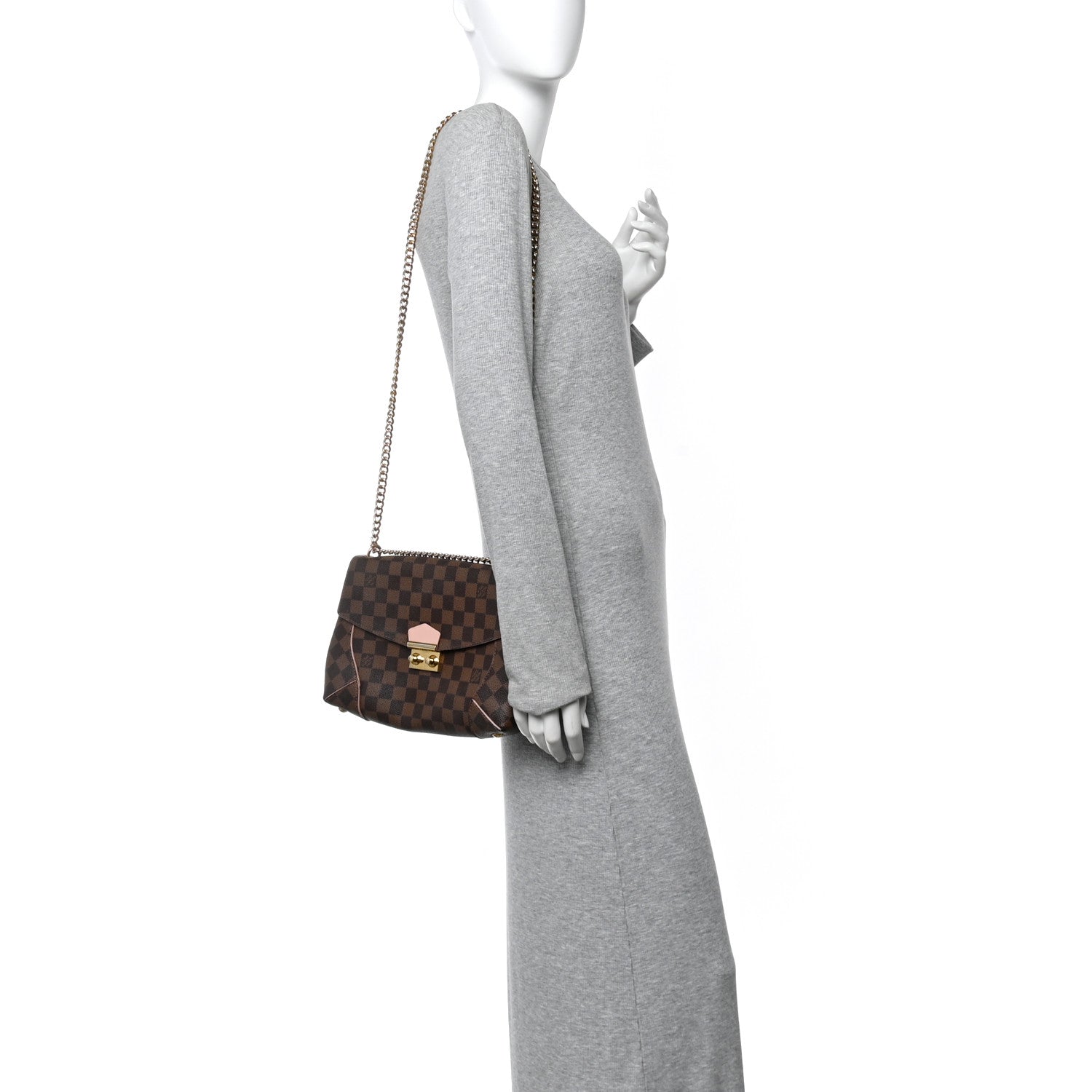 Louis Vuitton Damier Ebene Caissa Clutch Rose Ballerine 2 of 13