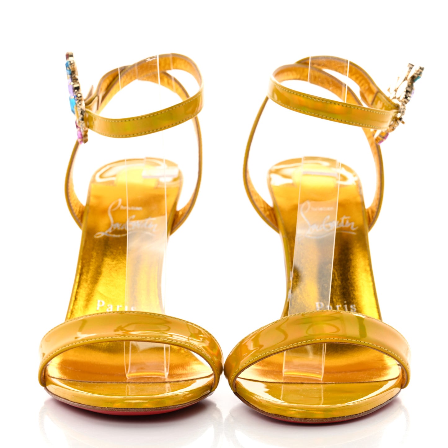 Metallic Patent Crystal Goldie Joli 100 Sandals 36 Gold
