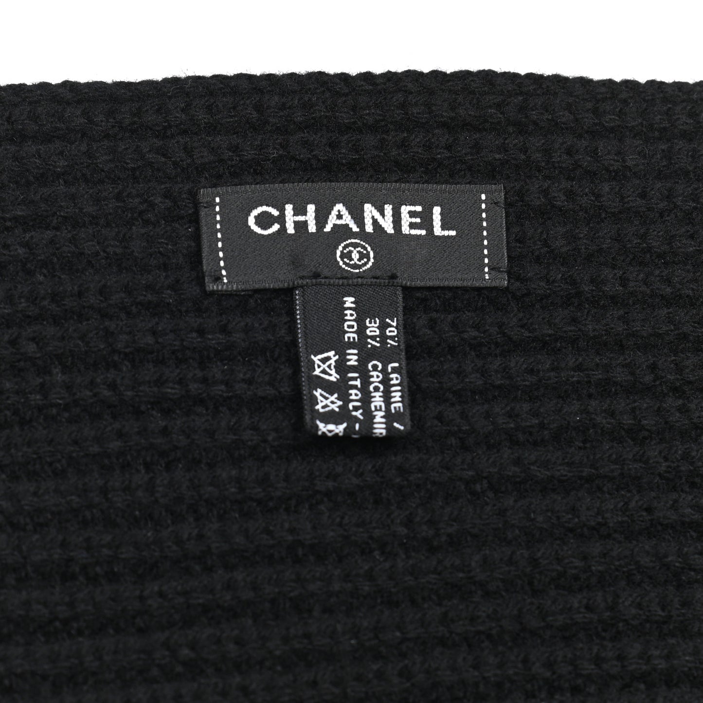 Wool Cashmere CC Scarf Black White