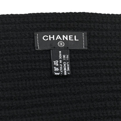 Chanel Wool Cashmere CC Scarf Black White 5 of 5