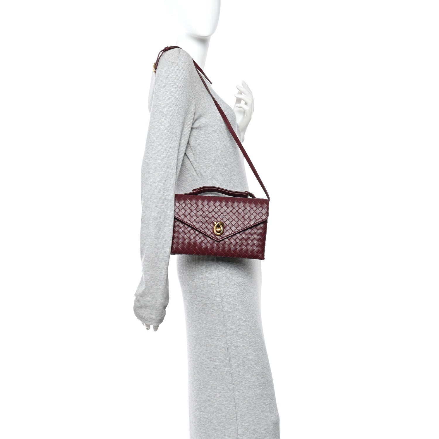 Bottega Veneta Nappa Intrecciato Knot Lock Top Handle Crossbody Bag Barolo Barolo 2 of 9