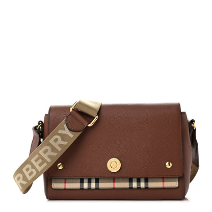 Burberry Calfskin Vintage Check Note Crossbody Bag Tan 1 of 12