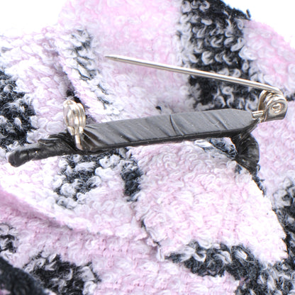 Chanel Fantasy Tweed Camellia Pin Brooch Pink Black 4 of 4