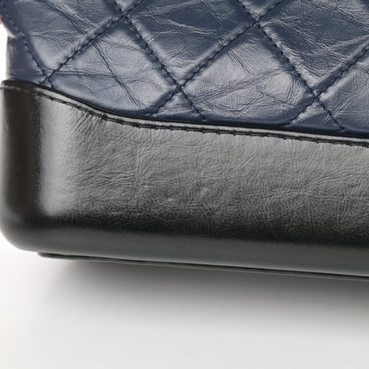 Chanel Aged Calfskin Quilted Small Gabrielle Hobo Navy Black 12 of 13