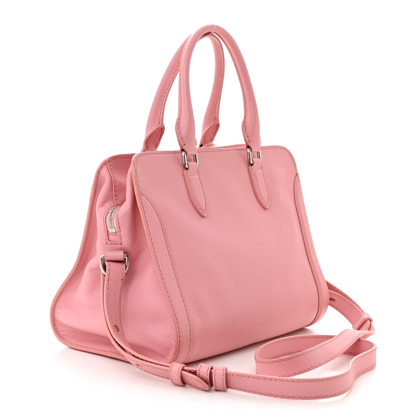 Calfskin Small Skull Padlock Zip Around Tote Petal