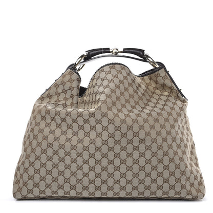 Gucci Monogram Large Horsebit Chain Hobo Dark Brown 1 of 8