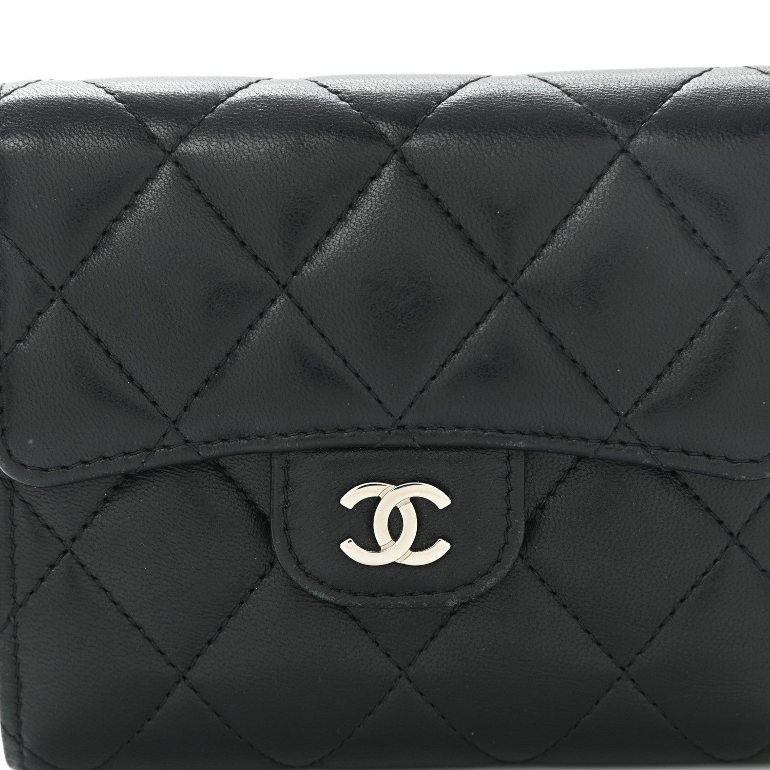 Chanel Lambskin Quilted Compact Flap Wallet Black 7 of 11