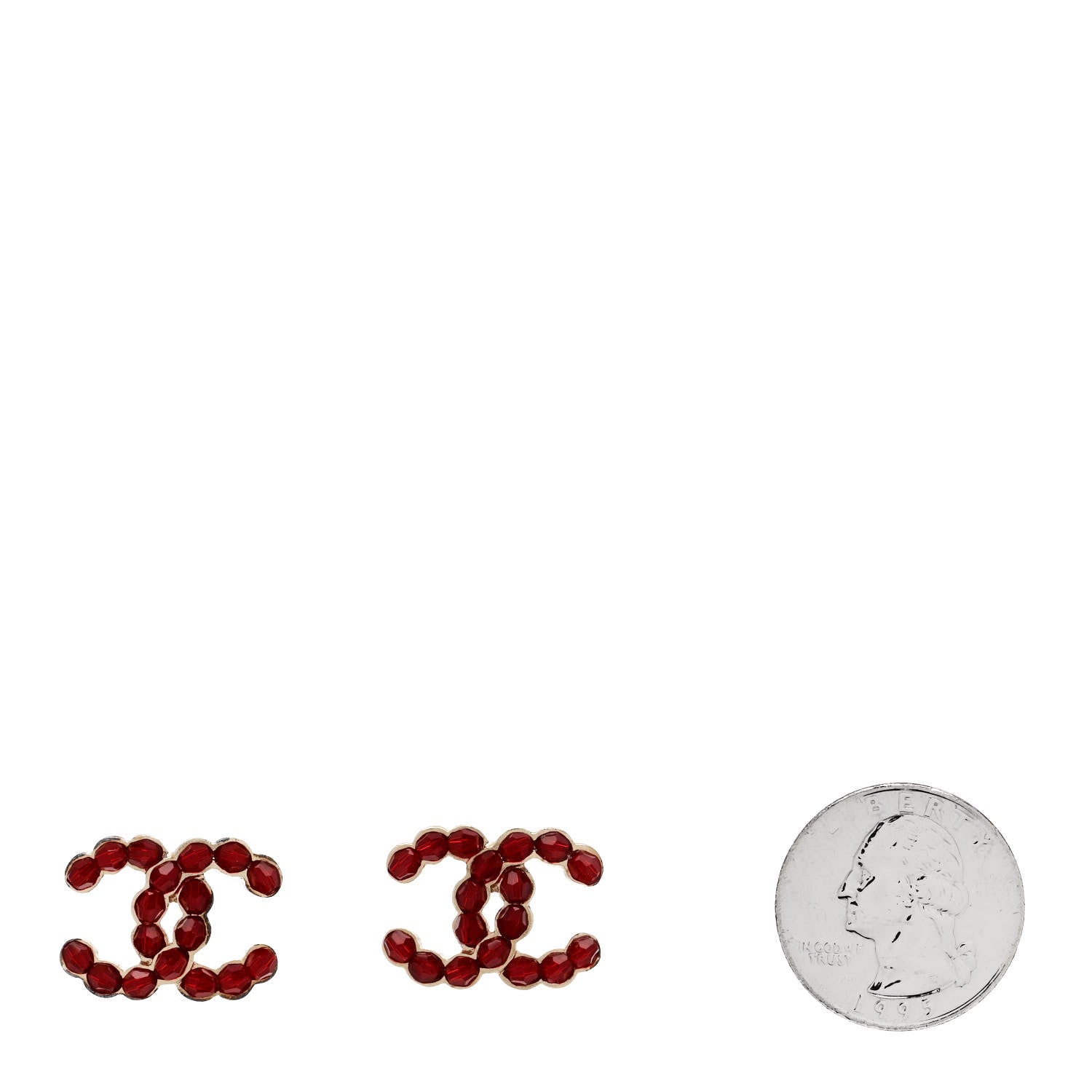 Chanel Crystal CC Earrings Red Gold 2 of 6