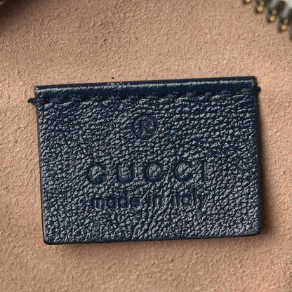 Gucci Azalea Calfskin Matelasse Diagonal Mini Torchon GG Marmont Round Shoulder Bag Mystic White Blue Agata 7 of 10