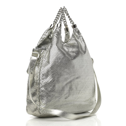 Chanel Metallic Glazed Calfskin Perforated Medium Rodeo Drive Tote Silver 3 of 11