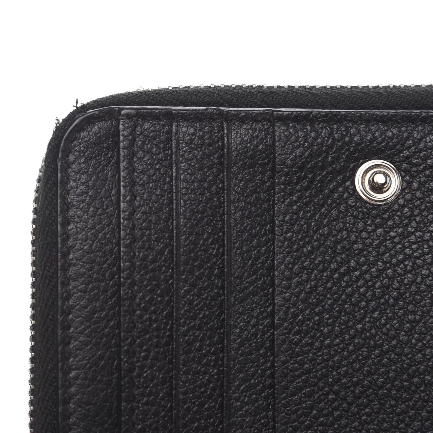 Grained Calfskin Rive Gauche Compact Zip Around Wallet Black