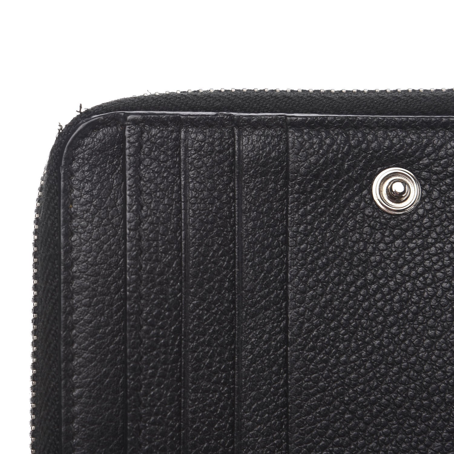 Saint Laurent Grained Calfskin Rive Gauche Compact Zip Around Wallet Black 7 of 9