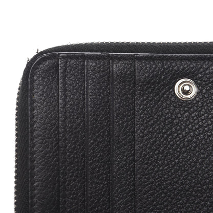 Saint Laurent Grained Calfskin Rive Gauche Compact Zip Around Wallet Black 7 of 9