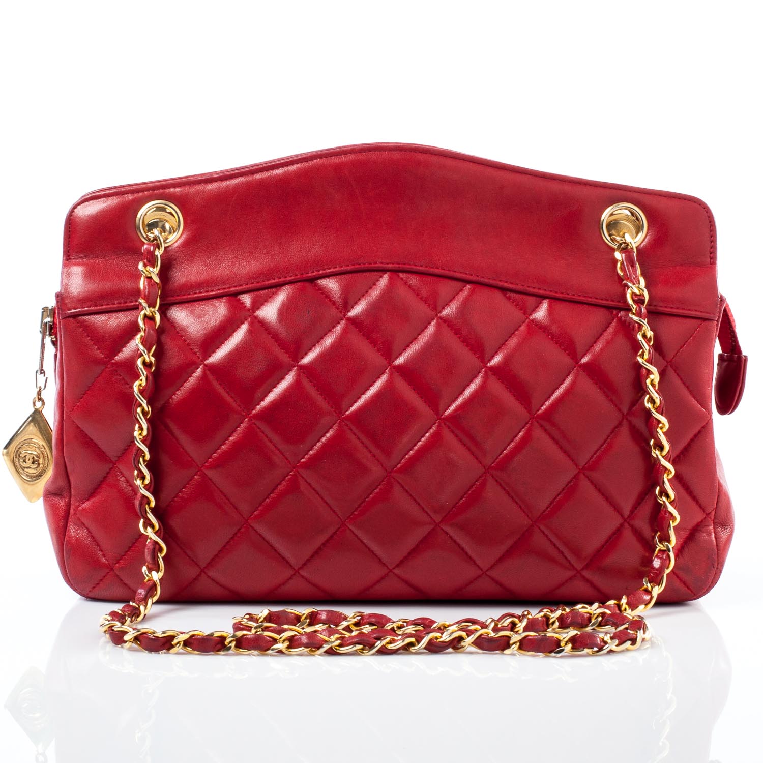 Chanel Lambskin Quilted Shoulder Bag Red 1 of 11