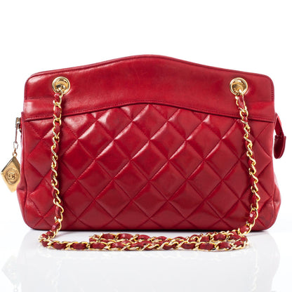Chanel Lambskin Quilted Shoulder Bag Red 1 of 11