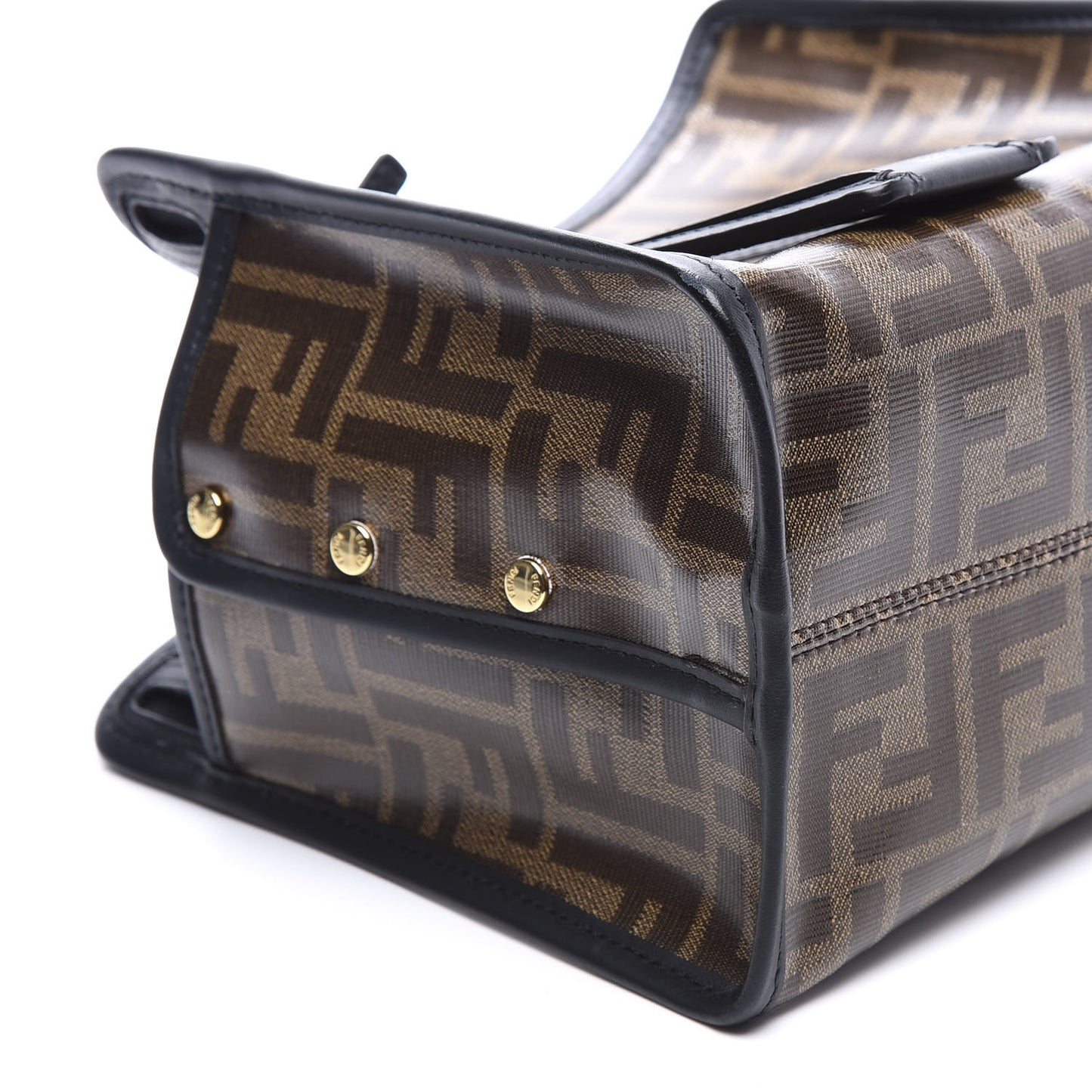 Glazed Fabric Vitello Century FF 1974 Stamp Patch Mini Peekaboo Defender Cover Mogano Panna Black