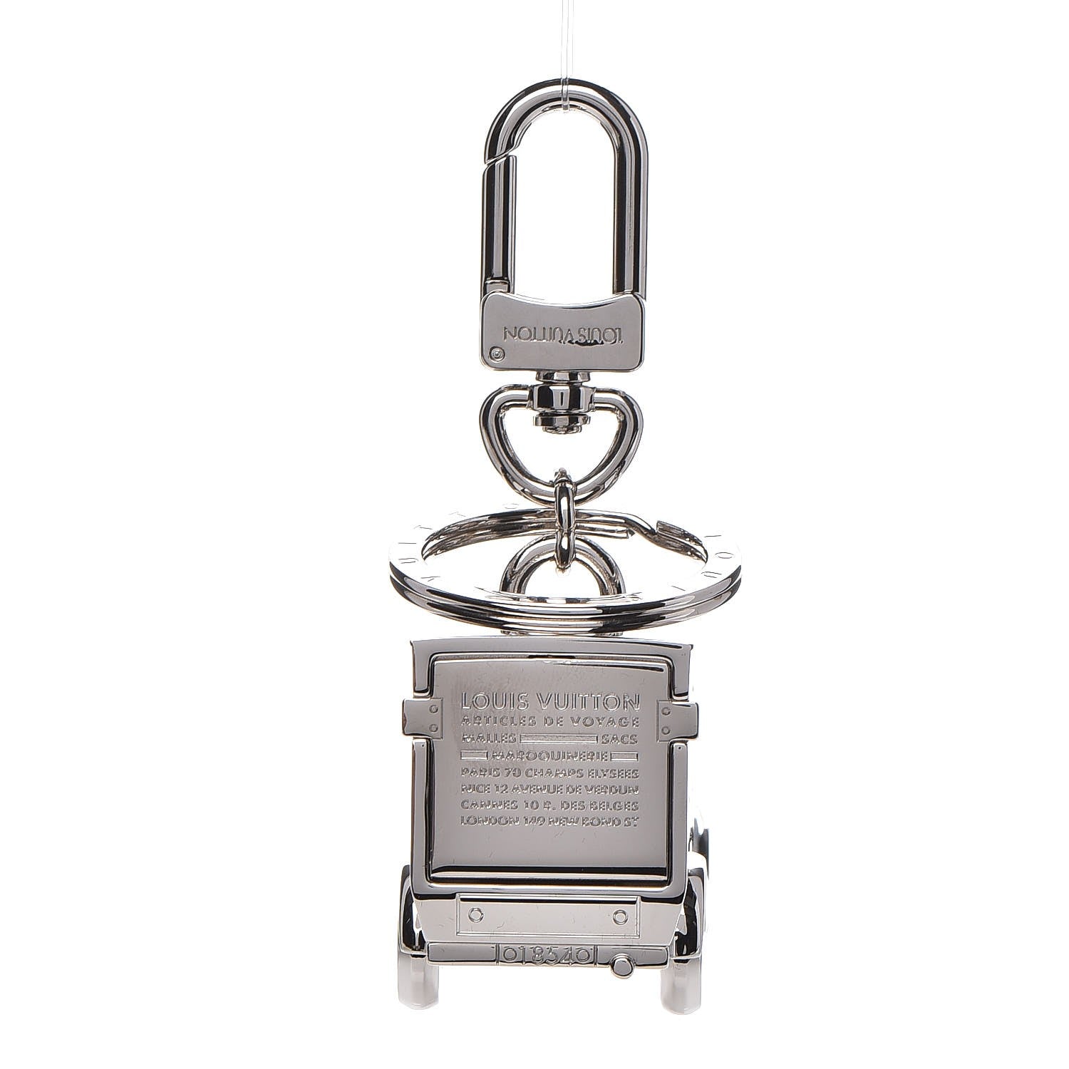 Louis Vuitton Travel Stamp Truck Bag Charm Key Holder Silver 5 of 7