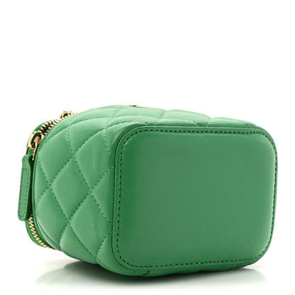 Chanel Lambskin Quilted Mini Vanity Case With Chain Green 6 of 19