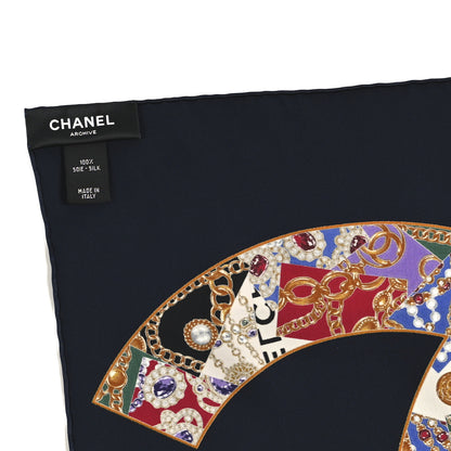 Chanel Silk CC Gripoix Logo Mini Bandana Navy Blue Golden Multicolor 3 of 3