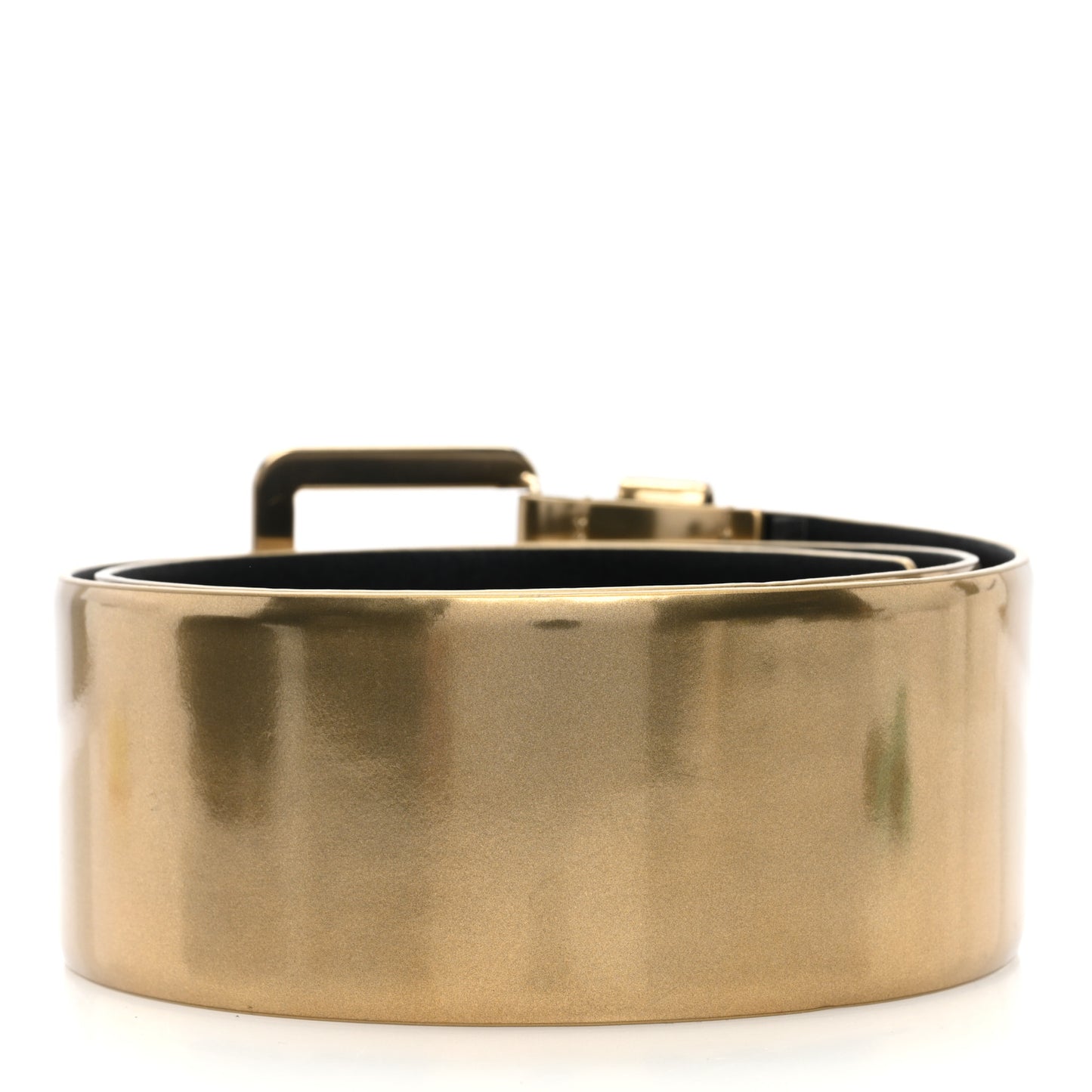 Metallic Calfskin Logo Belt 85 34 Gold