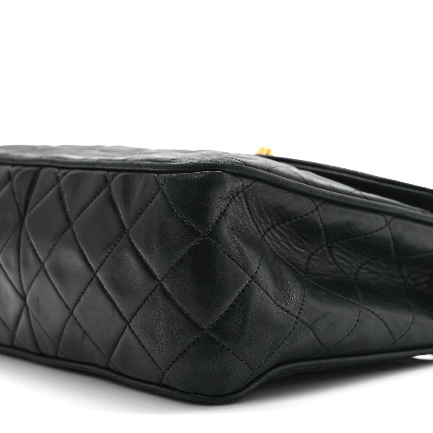 Lambskin Quilted CC Flap Shoulder Bag Black