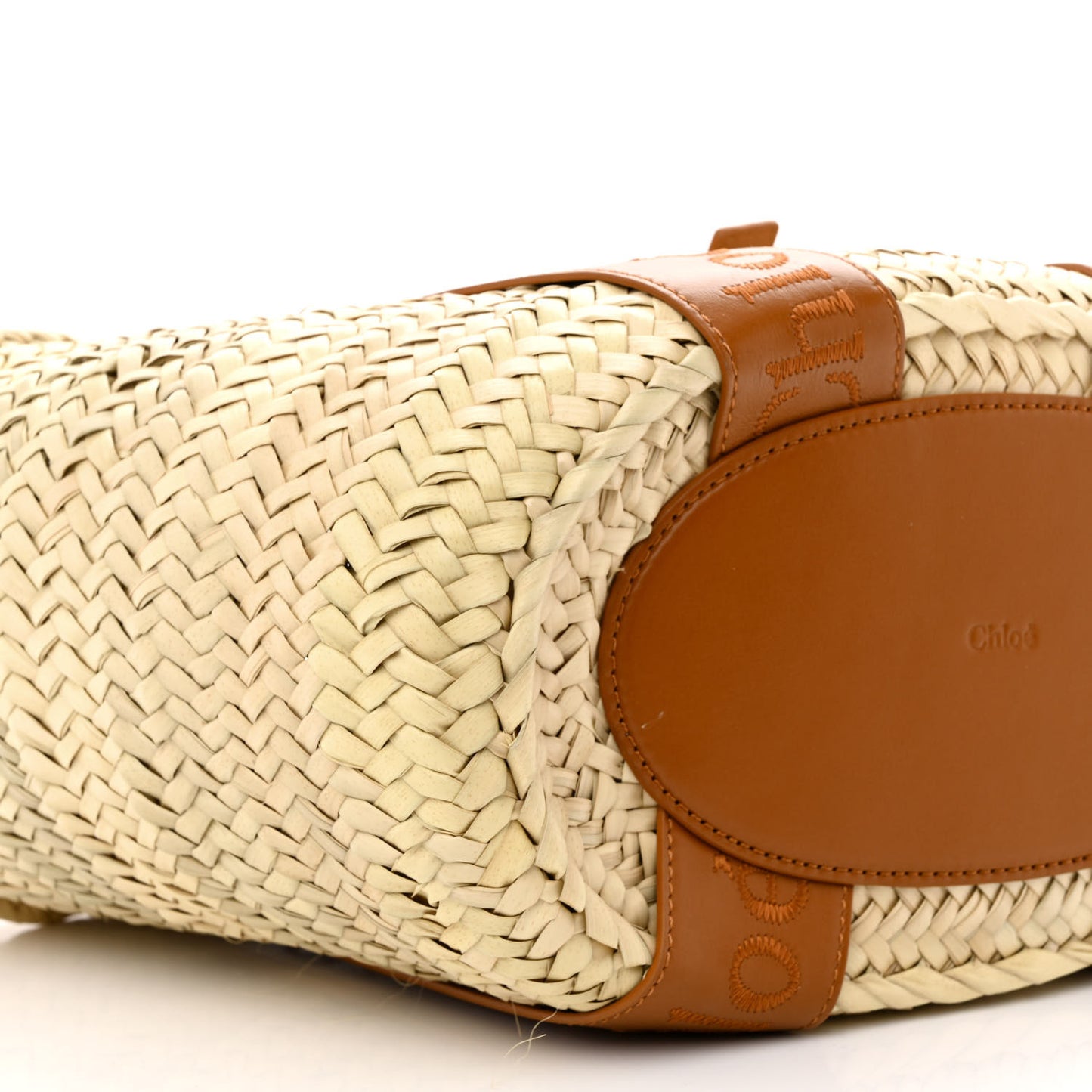Raffia Smooth Calfskin Medium Sense Basket Caramel