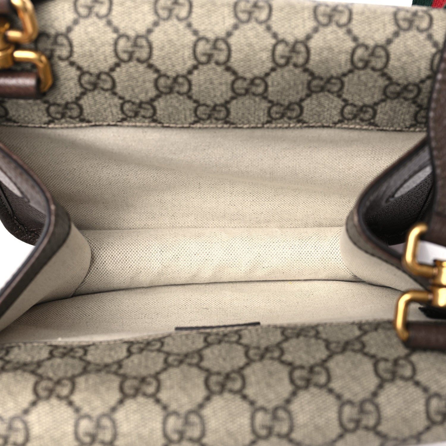 Gucci GG Supreme Monogram Web Small Neo Vintage Double Flap Messenger Bag Beige New Acero 5 of 11